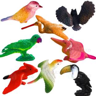 Mallexo PVC Bird Figures Toys for Kids 3D Model Birds Animal Figure Play Set 8PCs