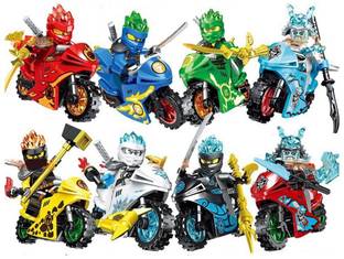 Delite New NINJAGO 8 Ninja Bike Chase Hero Puzzle Tiny Building Blocks Toy Figures