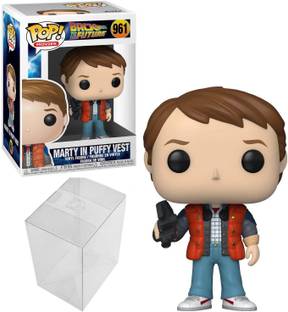 Funko Pop! Movies: Back to The Future - Marty in Puffy Vest Bundle with 1 PopShield Po