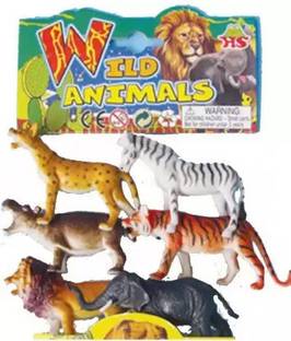 CJ CHILDREN WILD ANIMALS (6 PIECES) LARGE PLASTIC TOY SET (Multicolor)