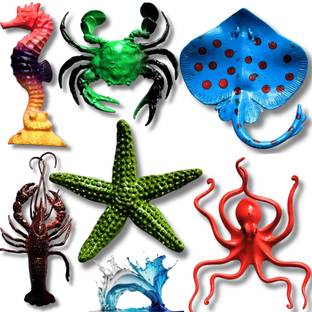 Mallexo Sea Animals Toy for Kids Set Big Size Play Safely Water Creature Toys 6PCs