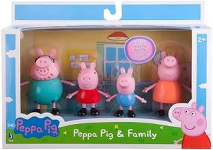 Mahi Zone Peppa Pig Family Set of 4, Peppa Pig, George, Daddy Pig, Mommy Pig Toys _M424