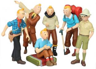 RVM Toys Set of 6 The Adventures of Tintin Figures 10cm Toy Car Dashboard Study Table Toy