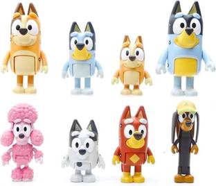 Delite New BLUEY 8 Pup Dogs Family Tiny Toys Action Figures 5 cm Cartoon Models