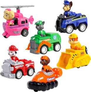 Akvanar Paw Patrol Vehicle Set Of 6 Dog Figures For Kids
