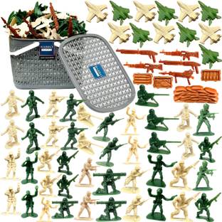 BABRO - Army Toy Set For Kids with Bucket and 52 Army Men & Army Accessories