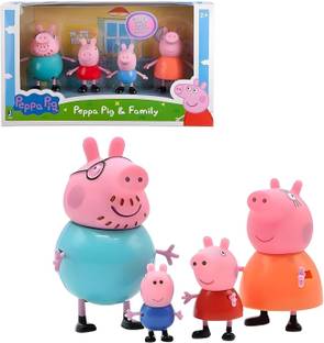 Ridhimani Peppa Pig Family Playset 4-Pc Pretend Play Toy with Peppa, George, Mommy & Daddy