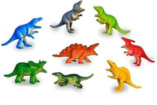 Akvanar dinosaur figure toy medium size Rubber,Plastic dinosaur set(multicolor)8 pc set
