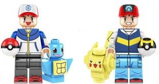 FOZZO-SK POKEMON Ash Squirtle Pikachu Legoin Building Blocks Mini Toy Figure Movie Puzzle