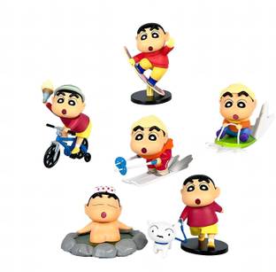 RVM Toys Set of 6 Shinchan Action Figure 5-8 cm Toy Figurine Miniature Gift for Fans Kids