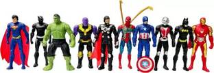 Just craft Super Hero Action Figure Toy Set of 10 Action Figure Toys (Multicolor)