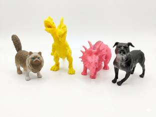 Nexkidz Animal Realistic Figure Pack 4( Dog, Cat, Two Face and Triceratops Dino)