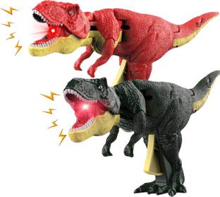 Toybot T-Rex Dinosaur, Biting Roaring Interactive, Play with 2 Dino's (Green & Red)