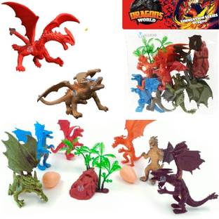 Mallexo Dragon Dinosaur Animal Toys Set 11Pcs Dino Animal Figurewith Dinosaur Egg Toy