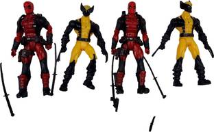 WHITE POPCORN Anime Action Figures 4pcs Deadpool Wolverine Set | Anime Toys (Multicolor)