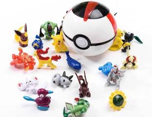 FOZZO-SK New Pokemon Combo Pack of 24 Tiny Toys Figures And One Poke Ball
