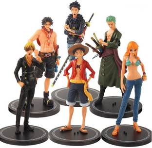 RVM Toys Anime Big Set of 6 One Piece Figures 19 cm Toy for Car Dashboard Study Table