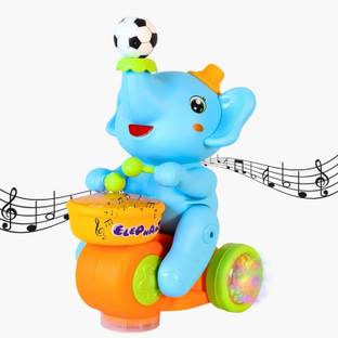 Chigy Wooh Musical Walking Elephant Drummer Toy Light Beating Drum Blowing Ball Toys