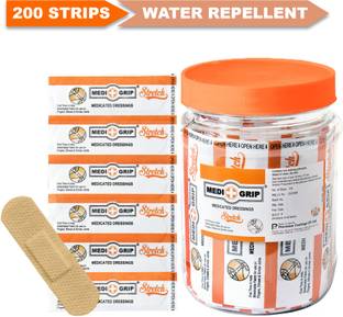 Medigrip Stretch First Aid Dressing Fabric (Pack of 200) Strong Adhesion Flexible Adhesive Band Aid