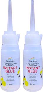 Color Zebra Non Toxic Instant Super Glue (Cyanoacrylate Adhesive) 2 x 20 ML Pack |
