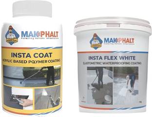 MAKPHALT Combo of Insta Coat & Flex White For External Wall And Roof Waterproofing-1 kg Adhesive