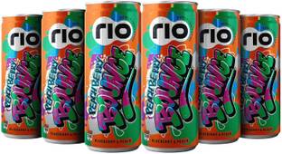 Rio Peachberry Bubbly Fruit Drink Can | Exotic Drink + Fizz | Pack of 12 | 250 ml Can