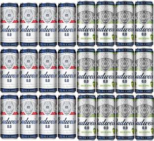 Budweiser 0.0 NON-ALCOHOLIC BEER_CLASSIC-12+GREEN APPLE-12 Can