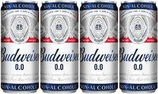 Budweiser 0.0 NON-ALCOHOLIC PACK OF 4 Can