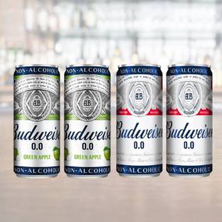 Budweiser Non Alcoholic Beer Can and Non Alcoholic Green Apple Can 330ml Can