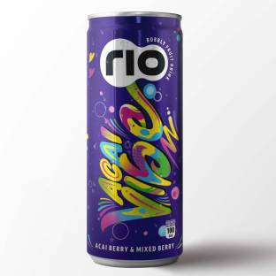 Rio Acai and mixedberry Bubbly Fruit Drink Can | Exotic + Fizz | Pack of 12 | 250 ml Can