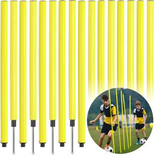 YMD 12 Pcs 5ft Soccer Training Poles Yellow Agility Poles Sports Coaching Sticks Two Piece Agility Pole