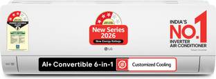 LG 2026 Model 1.5 ton 3 Star Split Smart Inverter with Wi-fi Faster Cooling and Energy Saving, Energy ...