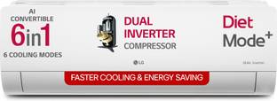 LG 2025 Model AI Convertible 6-in-1 1 Ton 5 Star Split AI Dual Inverter with Faster Cooling and Energy Savings, 4 Way Air Swing, VIRAAT Mode and Diet Mode Plus AC  - White