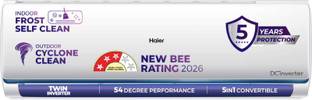 Haier 2026 Model 1 Ton 3 Star Split Twin Inverter with Wi-fi AC