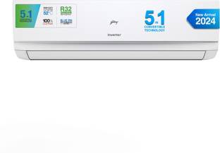 Godrej 5-in-1 Convertible Cooling 2024 Model 1 Ton 3 Star Split Inverter I-sense Technology with Blue ...