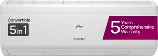 Godrej 5-in-1 Convertible Cooling 2023 Model 1.5 Ton 5 Star Split Inverter i-sense Technology with Blue Fin Anti Corrosive Coating AC  - White