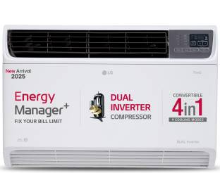 LG 2025 ModelConvertible 4-in-1 Cooling 1.5 Ton 3 Star Window Dual Inverter with Energy Manager+,Voice Control, 4 Way Air Swing & HD Filter AC with Wi-fi Connect  - White