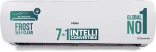 Haier 2025 Model Intelli-Convertible 7 in1 Convertible 1.5 Ton 3 Star Split Inverter Expandable HD Filter,Frost Self Clean,Upto 20 M air Flow, Hyper PCB, 2 Way Swing AC  - White
