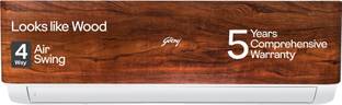 Godrej 5-In-1 Convertible 2024 Model Wood Finish 1.5 Ton 3 Star Split Inverter 4 Way Air Swing AC  - Brown, White
