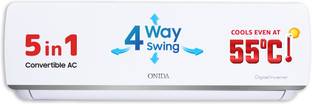 ONIDA 2025 Model 5-in-1 Convertible Cooling 1 Ton 3 Star Split Inverter With 4 Way Swing AC  - White