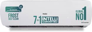 Haier 2025 Model Intelli-Convertible 7 in1 Convertible 1.5 Ton 5 Star Split Inverter Expandable HD Filter,Frost Self Clean,Upto 20 M air Flow, Hyper PCB, 2 Way Swing AC  - White