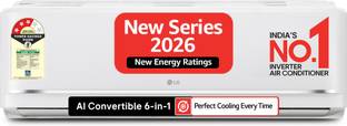 LG 2026 Model 1.5 Ton 3 Star Split Dual Inverter Faster Cooling and Energy Saving, AI Convertible 6-in...