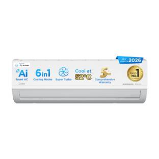Midea 2026 Model 1 Ton 5 Star Split AI Inverter with Wi-fi Convertible 6-in-1 with Turbo Mode for Fast...