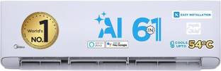 Midea 2025 Model 6 in 1 Convertible Cooling AI+ 1 Ton 5 Star Split Inverter KW Display, PM 2.5 Filter,4 Way Swing ,Santis Pro-X RYL AC with Wi-fi Connect  - White