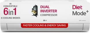 LG 2025 Anti Virus Protection 1.5 Ton 3 Star Split AI Dual Inverter AI Convertible 6-in-1, AI Dual Inverter with Faster Cooling and Energy Saving, VIRAAT Mode and Diet Mode Plus AC  - White