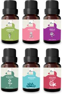 Airroma Lemon Grass, Rose, Jasmine, Apple Spice, English Ocean and Ginger Lily Aroma Oil, Diffuser, Diffuser Set Pack of 6 Aroma Diffuser oil