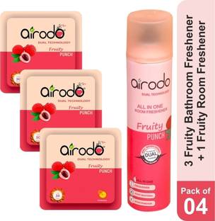 AIRODO Fruity Punch Air freshner power pocket gel (3)and Room freshener Bottle(1) combo Blocks, Spray Fruity Punch Air freshner power pocket gel (3)and Room freshener Bottle(1) combo