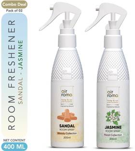 Airroma Jasmine Flower, Sandal Sweet Spray Combo of 2 Jasmine Flower & Sandal Sweet Room Air Fresheners Sprays 200ml