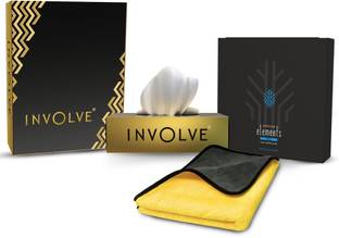 Involve Car Travel Kit Gift Set: Tissue | Microfiber cloth | Element pro Meteor shower Car Freshener Spray Car Travel Kit Gift Set