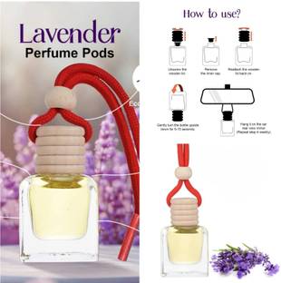 Anant Lavender Aroma Oil, Diffuser Aromatic Swing Car Perfume Hanging Pod | Lavender Fragrance Car Air Freshener |Natural Essential Fragrance Oils in Glass Bottle with Wooden Diffuser Lid | Last Upto 90 Days (10 ML)
